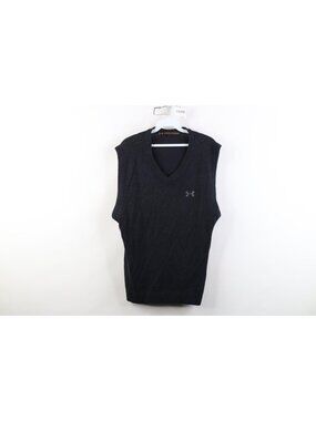 Vtg Y2K Under Armour Mens Large Wool Cashmere Blend Knit V-Neck Sweater Vest